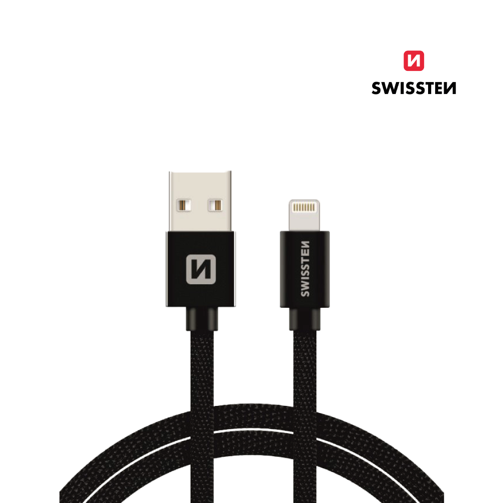 Cable textil USB a Lightning MFI de 1,2m de Swissten