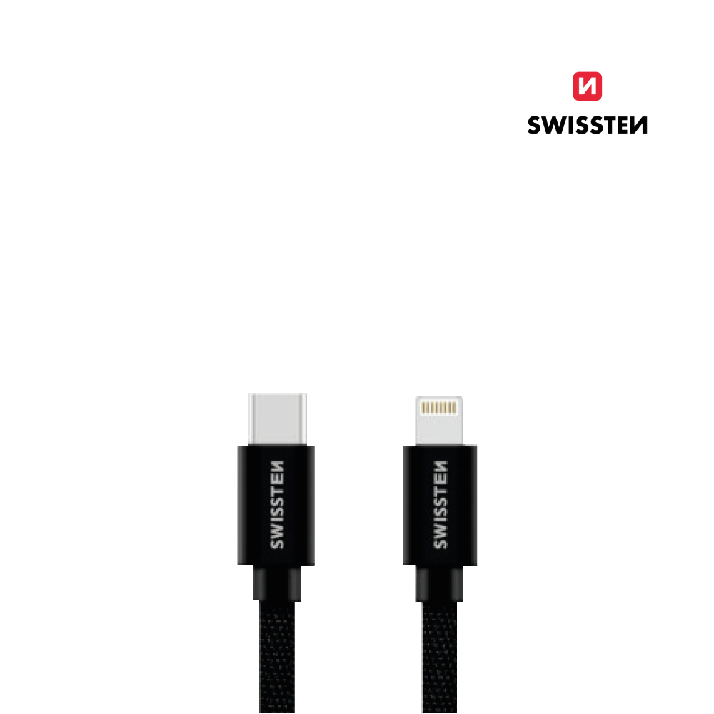 Cable textil USB-C a Lightning MFI de 1,2m de Swissten
